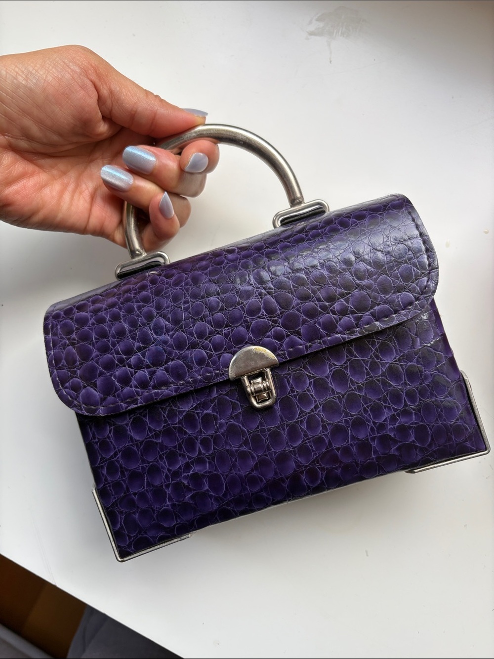 - Italian handcrafted purple crossbody bag